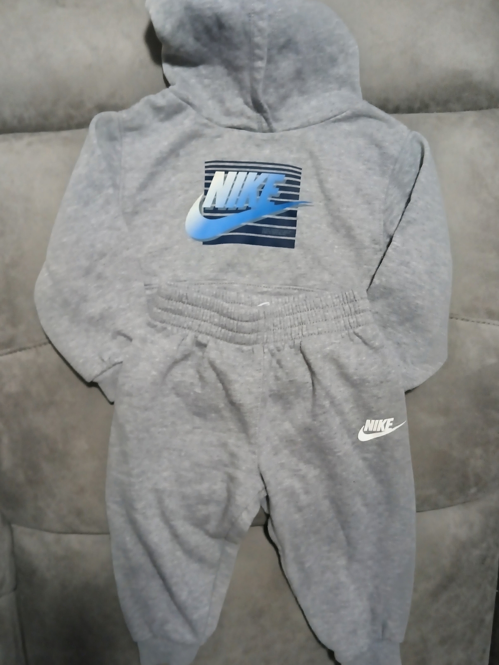 Nike Kids Gray Hoodie & Joggers Set with Blue Logo